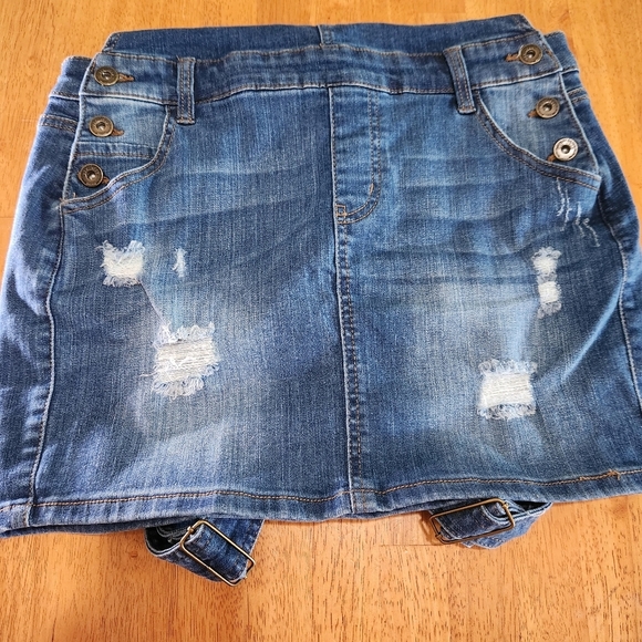 Wax Jeans Women's Juniors Distressed Denim Overall Dress Size Medium. - Picture 13 of 15